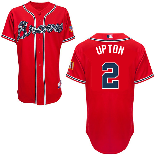 B-J Upton #2 MLB Jersey-Atlanta Braves Men's Authentic 2014 Red Baseball Jersey